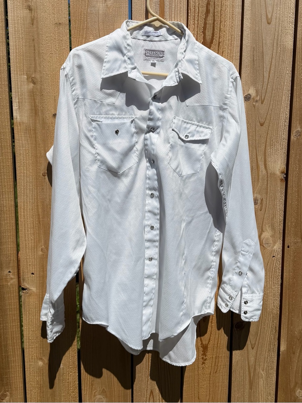 Stetson White Men's Dress Shirt with Subtle Texture